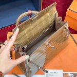Túi Xách Hermes Kelly Replica 11 Da Cá Sấu Nhập Khẩu Màu Nâu 20cm (2)