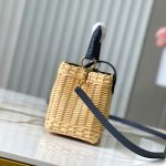 Túi Xách Louis Vuitton LV Capucines Like Auth Chất Liệu Mây Tre Phối Da Màu Xanh Than 21cm (2)