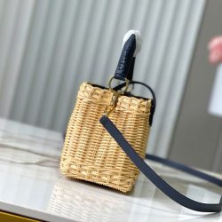 Túi Xách Louis Vuitton LV Capucines Like Auth Chất Liệu Mây Tre Phối Da Màu Xanh Than 21cm (2)