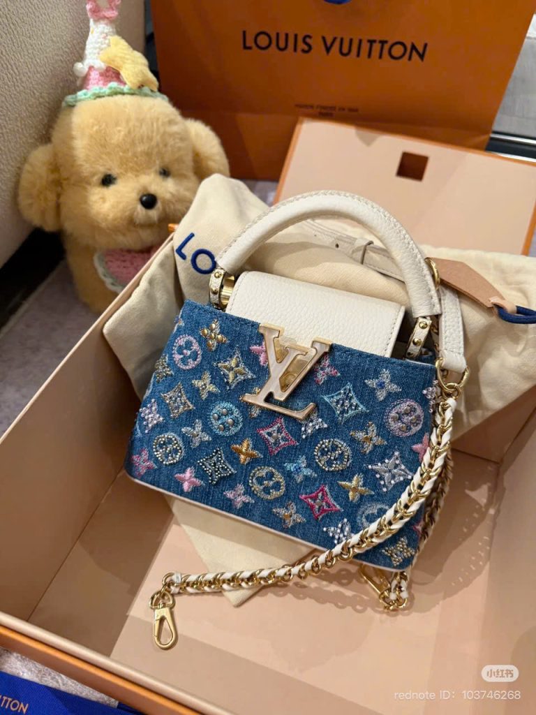 Túi Xách Louis Vuitton LV Capucines Like Auth Họa Tiết Thêu Đính Đá 21cm (2)
