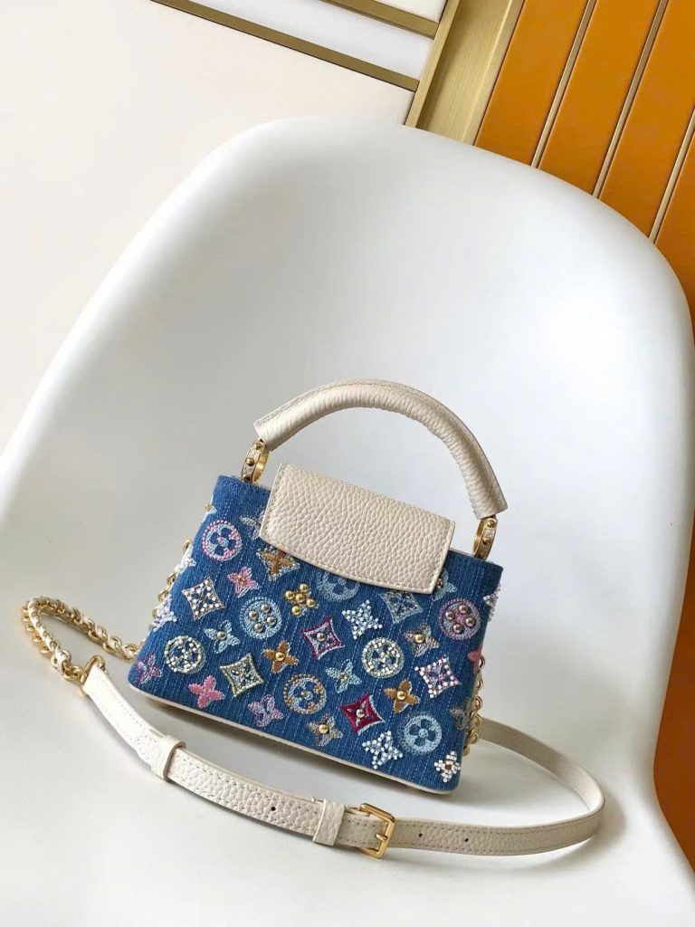 Túi Xách Louis Vuitton LV Capucines Like Auth Họa Tiết Thêu Đính Đá 21cm (2)