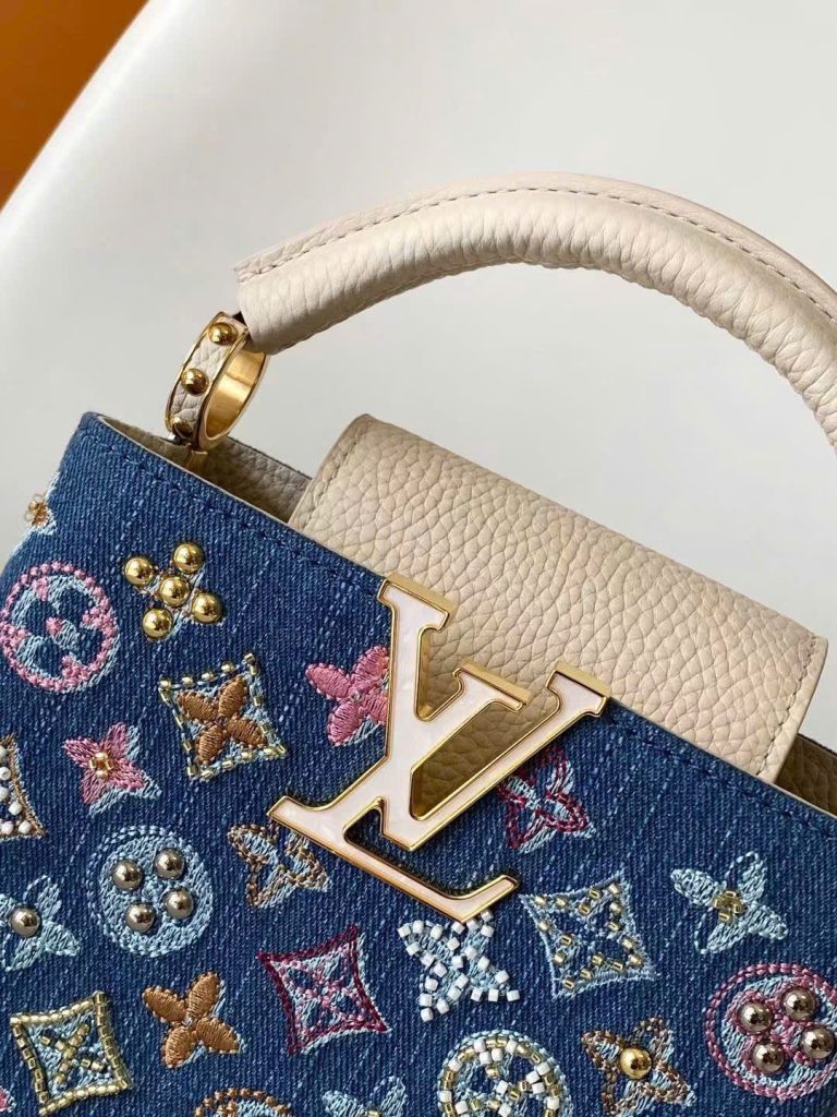 Túi Xách Louis Vuitton LV Capucines Like Auth Họa Tiết Thêu Đính Đá 21cm (2)