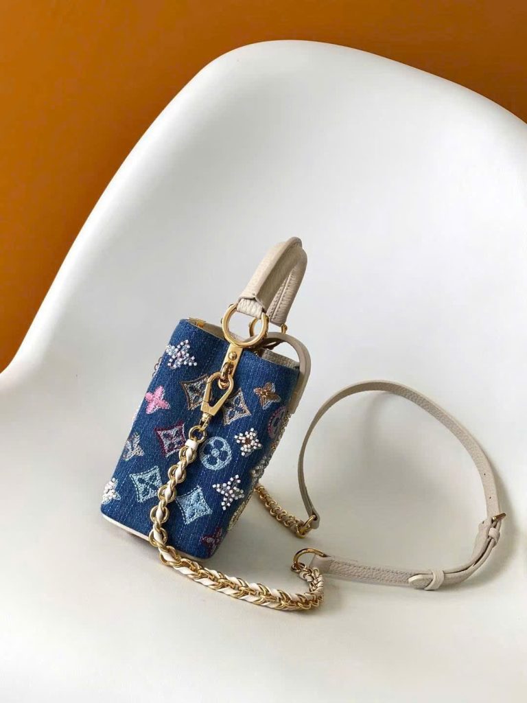 Túi Xách Louis Vuitton LV Capucines Like Auth Họa Tiết Thêu Đính Đá 21cm (2)