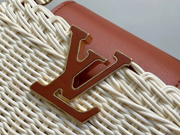 Túi Xách Louis Vuitton LV Capucines Siêu Cấp Chất Liệu Mây Tre Phối Da Màu Nâu 21cm (2)