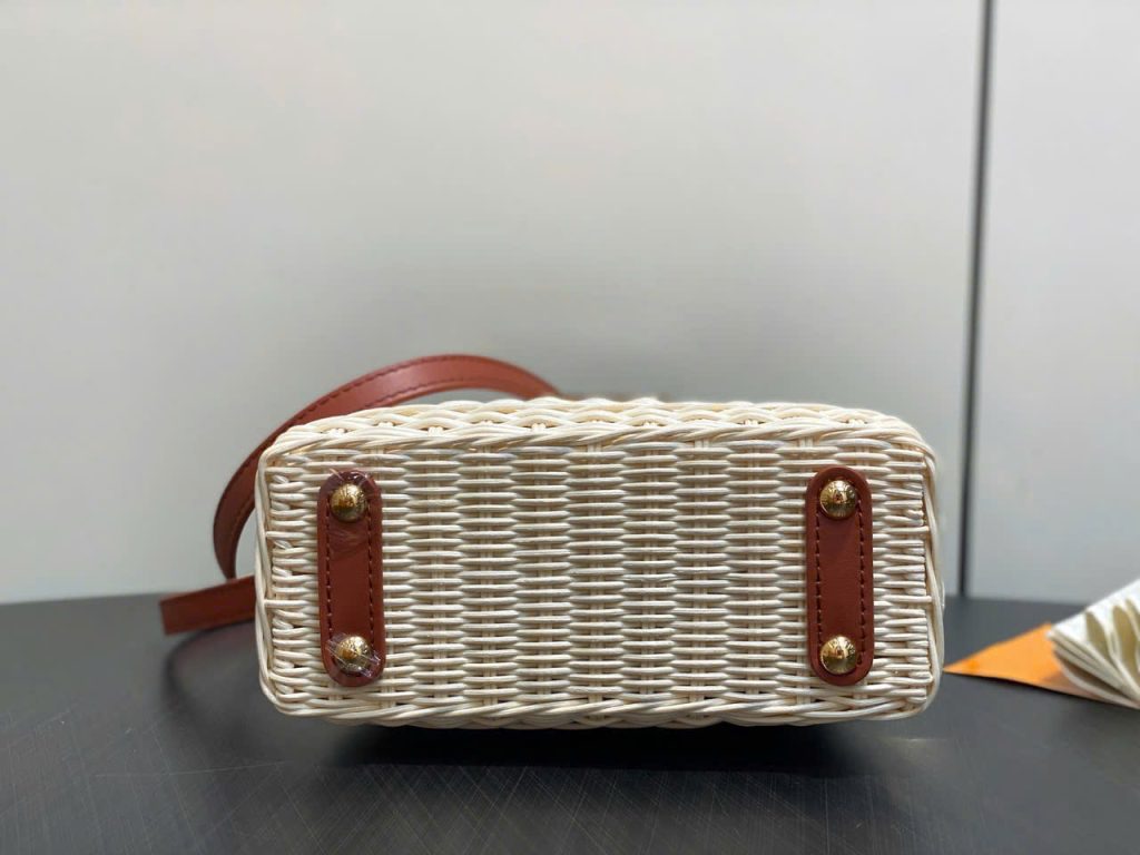 Túi Xách Louis Vuitton LV Capucines Siêu Cấp Chất Liệu Mây Tre Phối Da Màu Nâu 21cm (2)