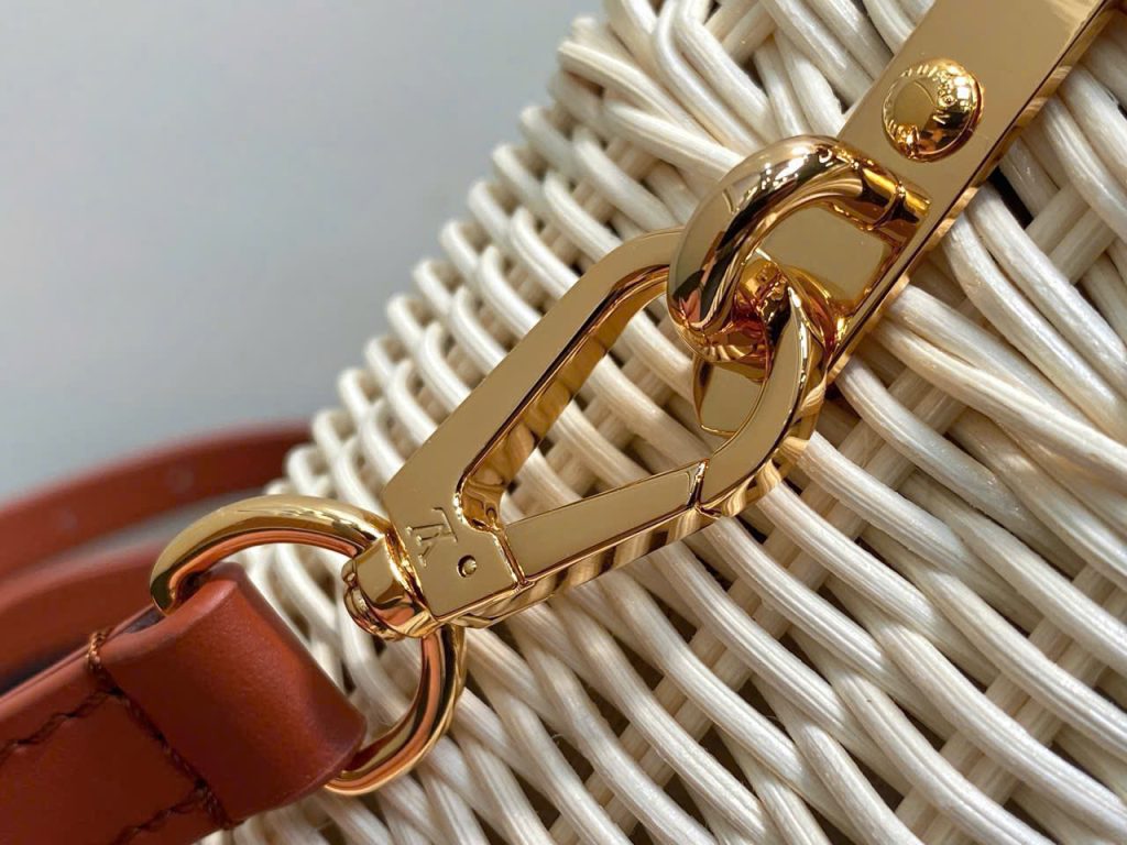 Túi Xách Louis Vuitton LV Capucines Siêu Cấp Chất Liệu Mây Tre Phối Da Màu Nâu 21cm (2)