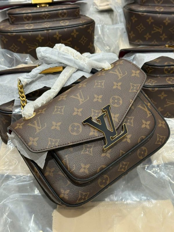 Túi Xách Louis Vuitton LV Passy Like Auth Họa Tiết Monogram Màu Nâu 24x17x12cm (2)