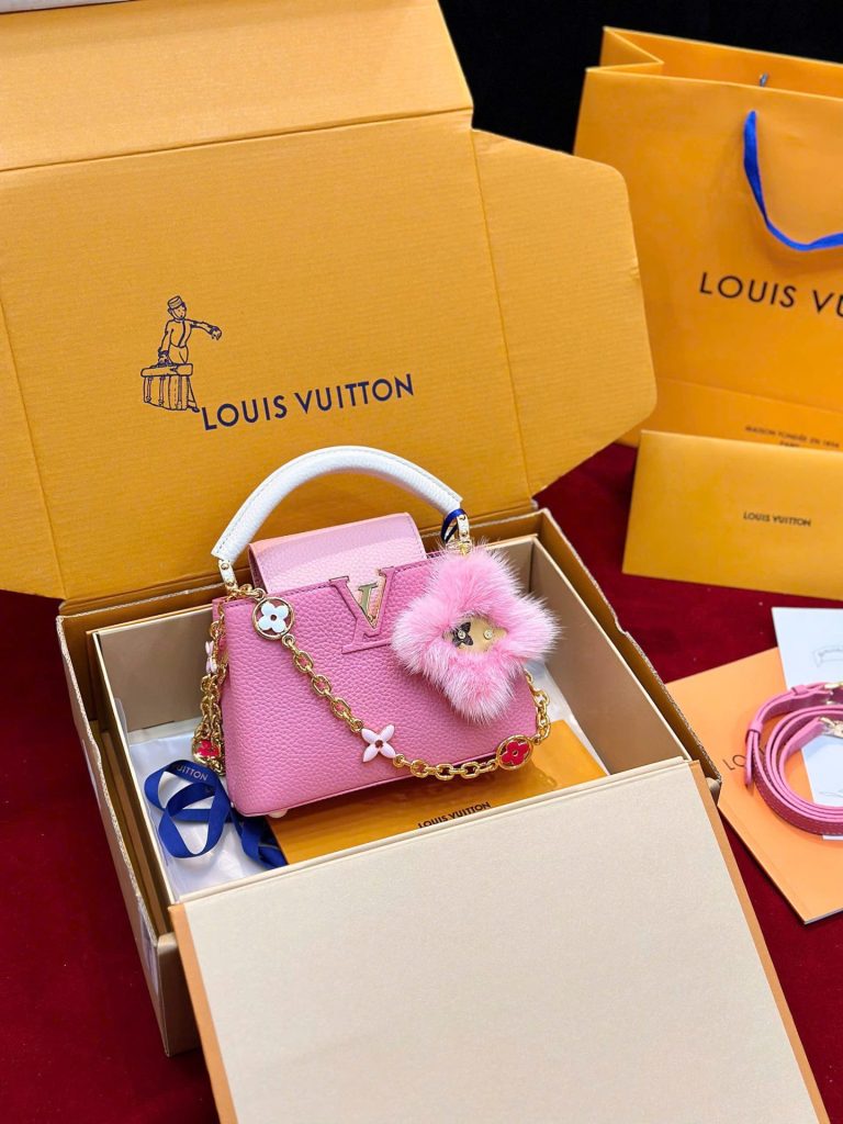 Túi Xách Louis Vuitton Siêu Cấp LV Capucines BB Nữ Màu Hồng Phấn 21cm (2)