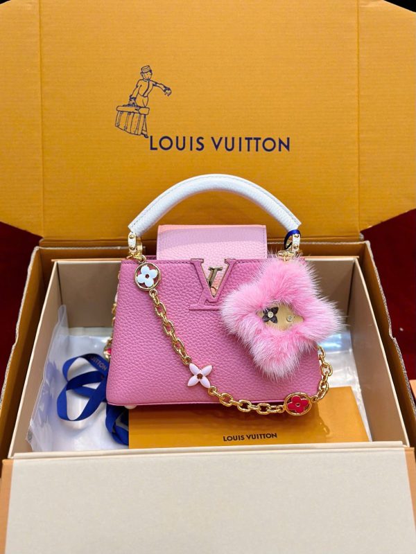 Túi Xách Louis Vuitton Siêu Cấp LV Capucines BB Nữ Màu Hồng Phấn 21cm (2)