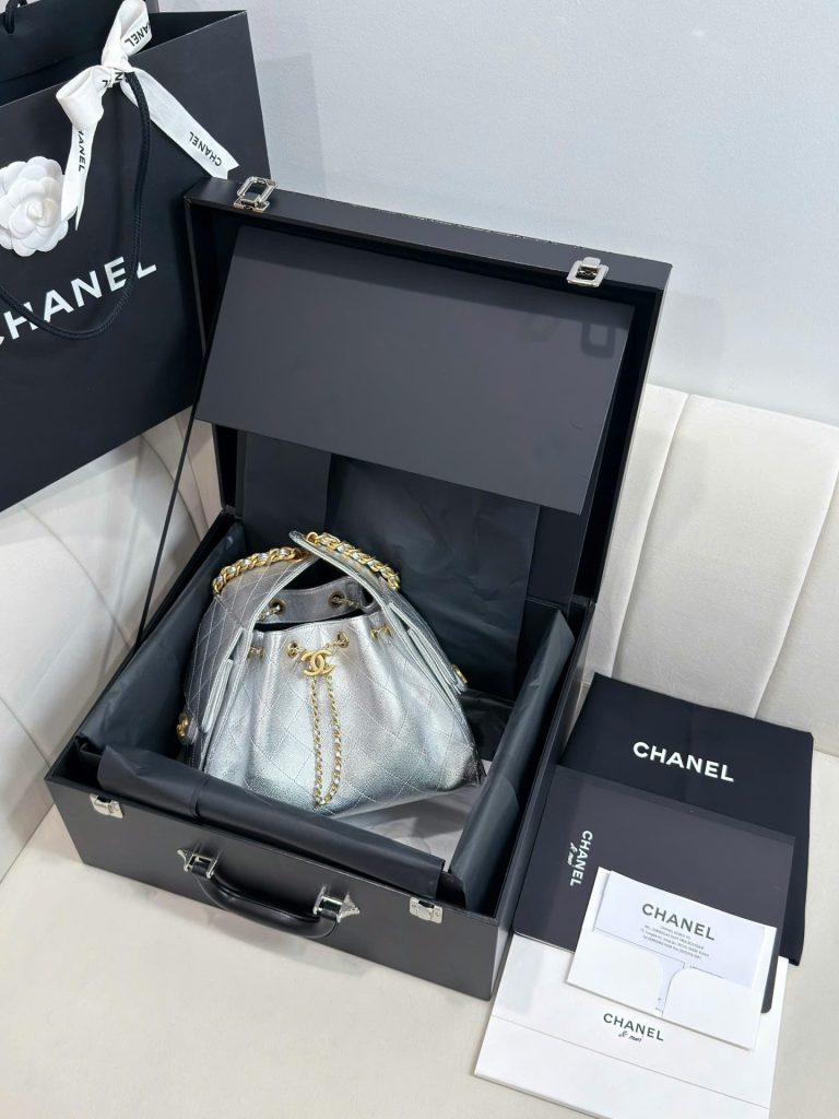 Túi Xách Nữ Chanel Jennie Màu Bạc Dáng Hobo Siêu Cấp 26cm (2)