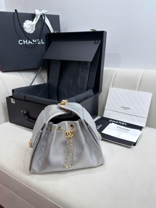 Túi Xách Nữ Chanel Jennie Màu Bạc Dáng Hobo Siêu Cấp 26cm (2)