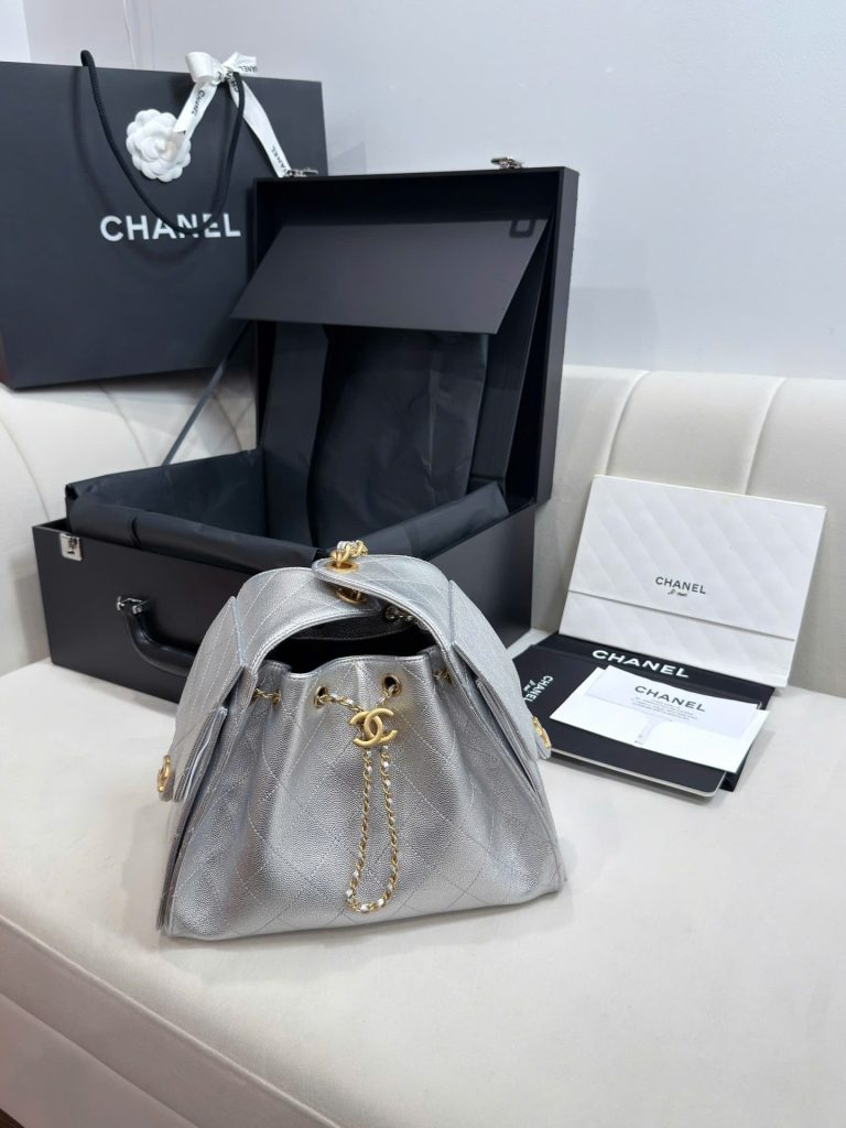 Túi Xách Nữ Chanel Jennie Màu Bạc Dáng Hobo Siêu Cấp 26cm (2)