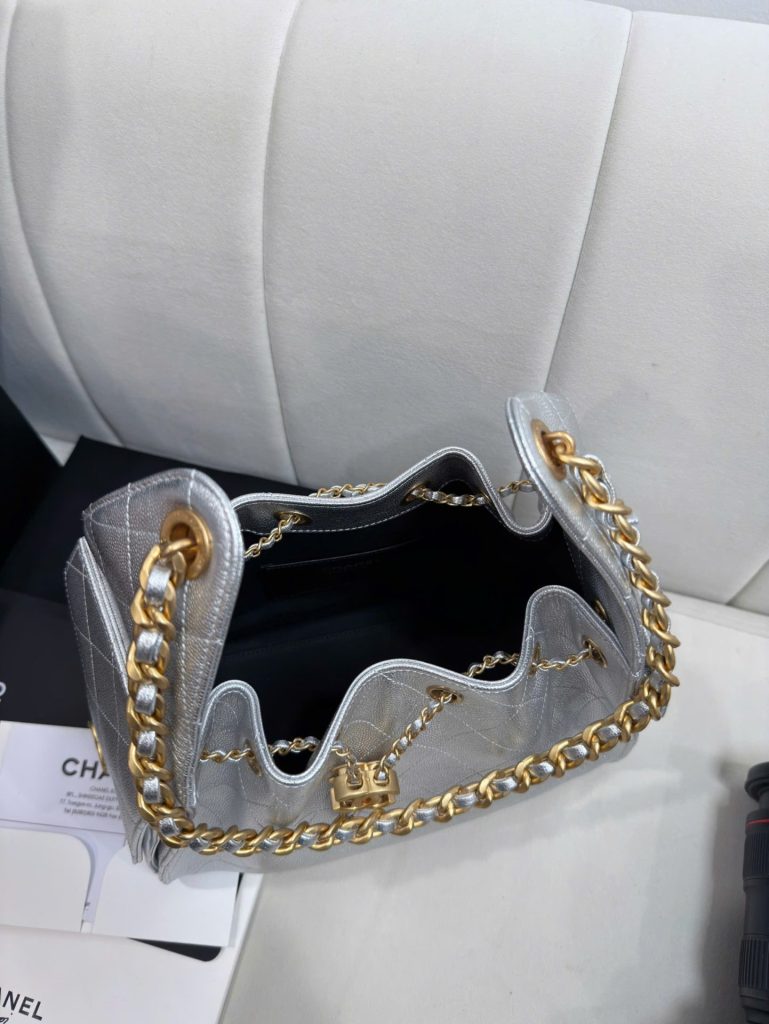 Túi Xách Nữ Chanel Jennie Màu Bạc Dáng Hobo Siêu Cấp 26cm (2)