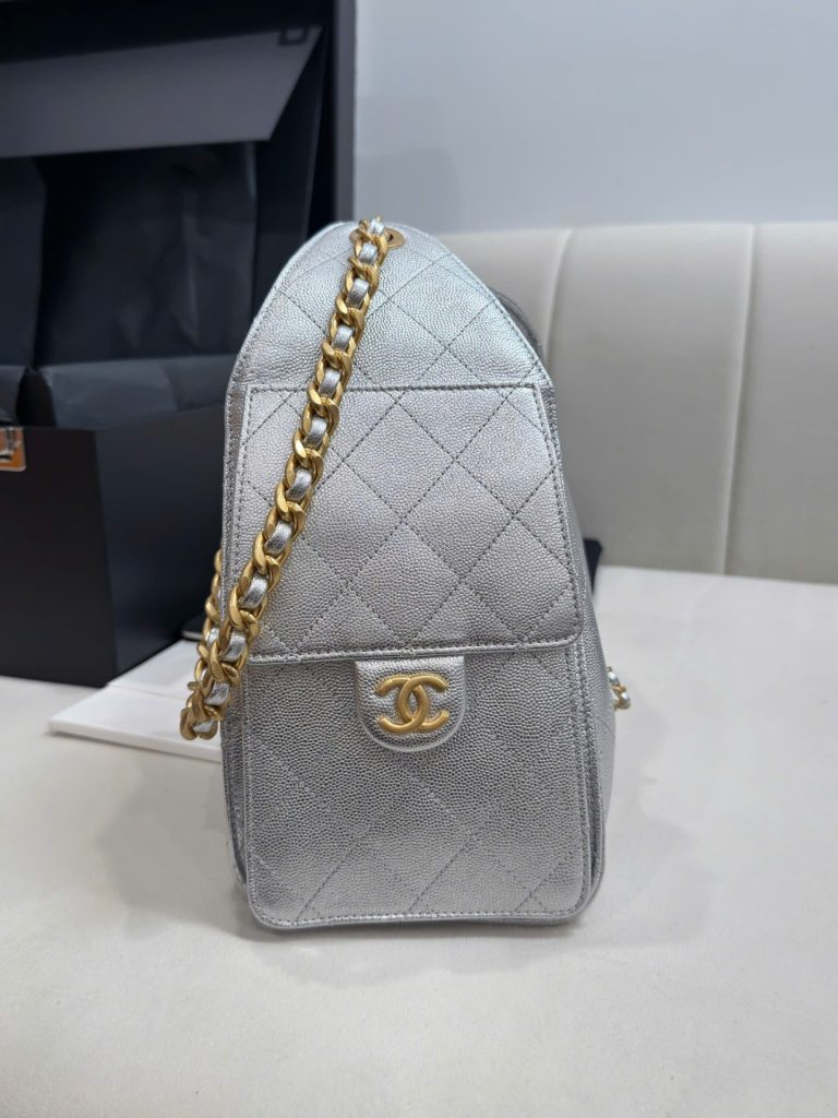 Túi Xách Nữ Chanel Jennie Màu Bạc Dáng Hobo Siêu Cấp 26cm (2)