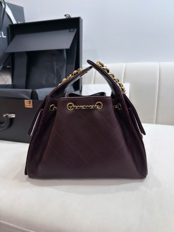 Túi Xách Nữ Chanel Jennie Màu Đỏ Đậm Dáng Hobo Like Auth 26cm (1)