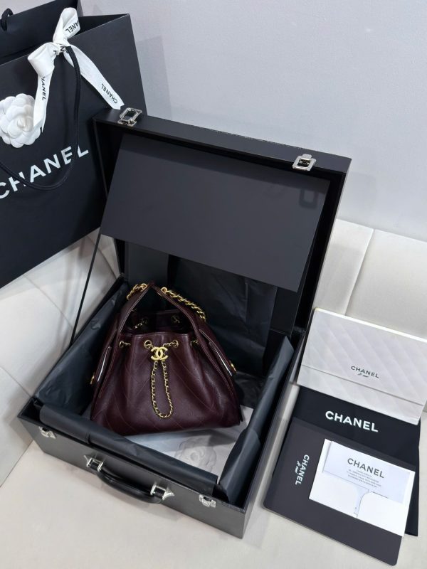 Túi Xách Nữ Chanel Jennie Màu Đỏ Đậm Dáng Hobo Like Auth 26cm (1)