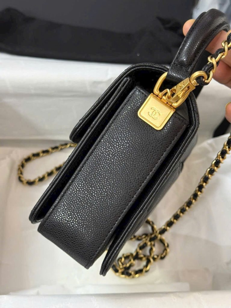 Túi Xách Nữ Chanel Siêu Cấp Da Hạt Màu Đen 22cm (2)
