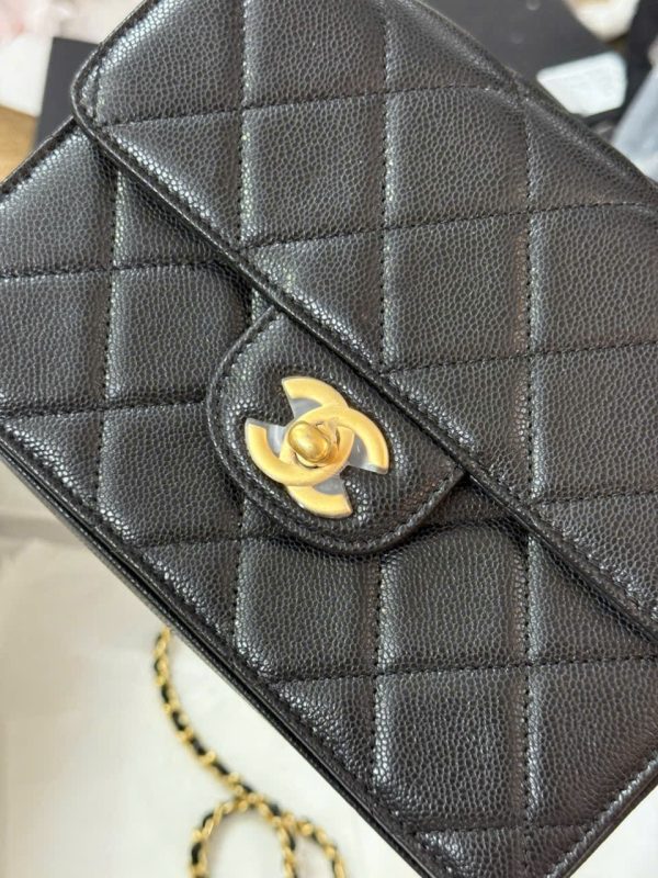 Túi Xách Nữ Chanel Siêu Cấp Da Hạt Màu Đen 22cm (2)