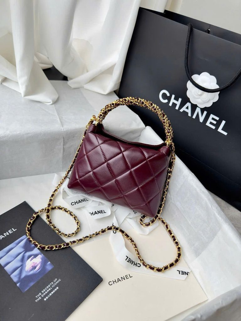 Túi Xách Nữ Chanel Siêu Cấp Màu Đỏ Quai Tết 19cm (2)