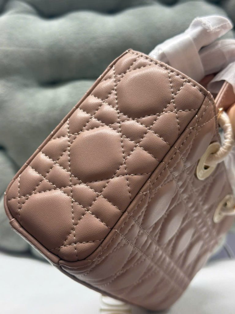 Túi Xách Nữ Dior Lady D-Joy Siêu Cấp Màu Hồng Nhạt Khóa Vàng 22cm (2)