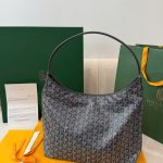 Túi Xách Nữ Goyard Boheme Hobo Like Auth Da Bê Màu Xám 27x43x14cm (2)