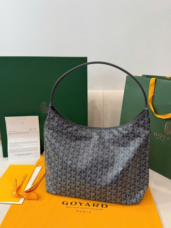 Túi Xách Nữ Goyard Boheme Hobo Like Auth Da Bê Màu Xám 27x43x14cm (2)