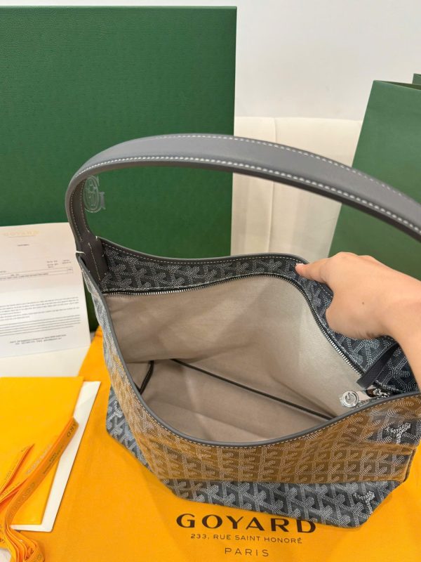 Túi Xách Nữ Goyard Boheme Hobo Like Auth Da Bê Màu Xám 27x43x14cm (2)
