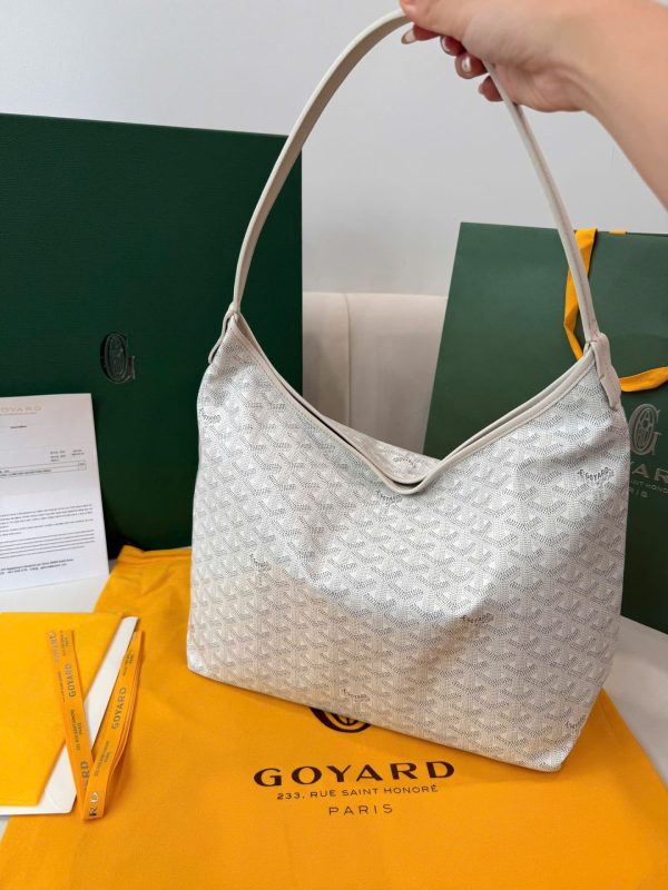 Túi Xách Nữ Goyard Boheme Hobo Replica 11 Da Bê Màu Trắng 27x43x14cm (2)