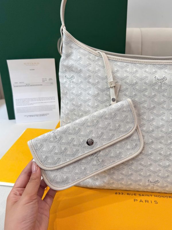 Túi Xách Nữ Goyard Boheme Hobo Replica 11 Da Bê Màu Trắng 27x43x14cm (2)