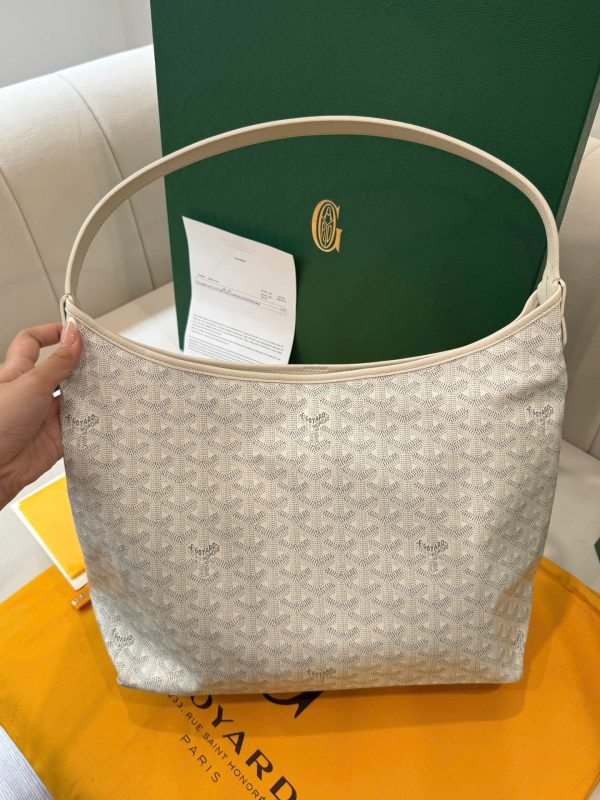 Túi Xách Nữ Goyard Boheme Hobo Replica 11 Da Bê Màu Trắng 27x43x14cm (2)
