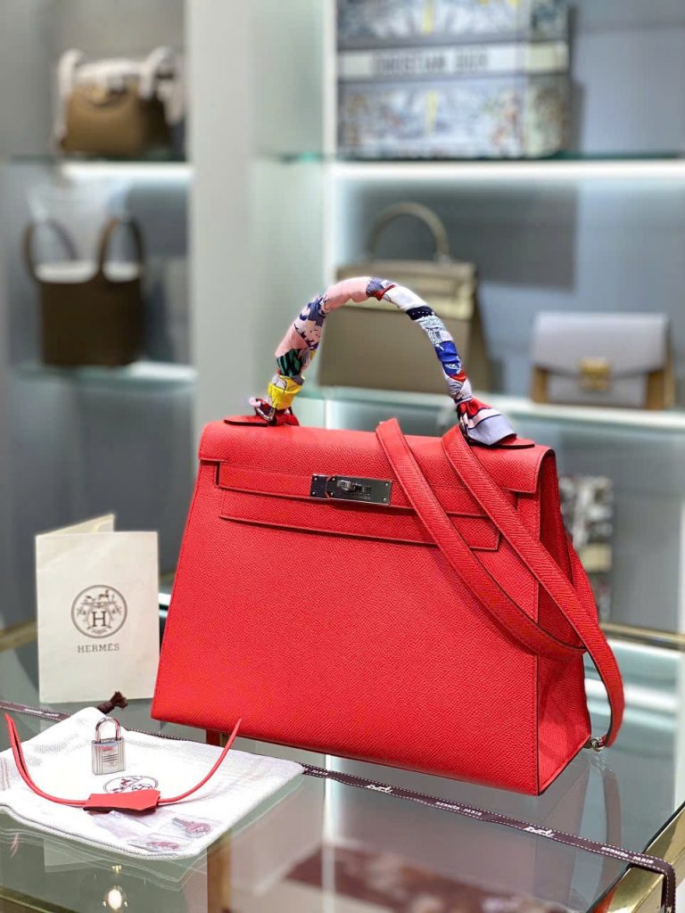 Túi Xách Nữ Hermes Kelly Replica 11 Da Epsom Màu Đỏ Nhập Khẩu 28cm (2)