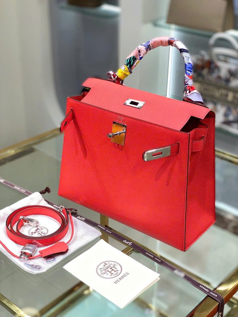 Túi Xách Nữ Hermes Kelly Replica 11 Da Epsom Màu Đỏ Nhập Khẩu 28cm (2)