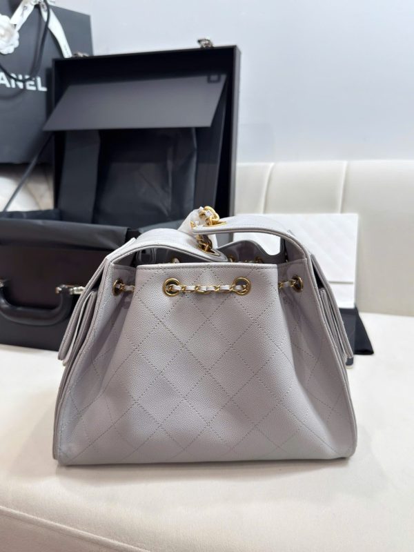 Túi Xách Nữ Like Auth Chanel Jennie Màu Xám Dáng Hobo 26cm (2)