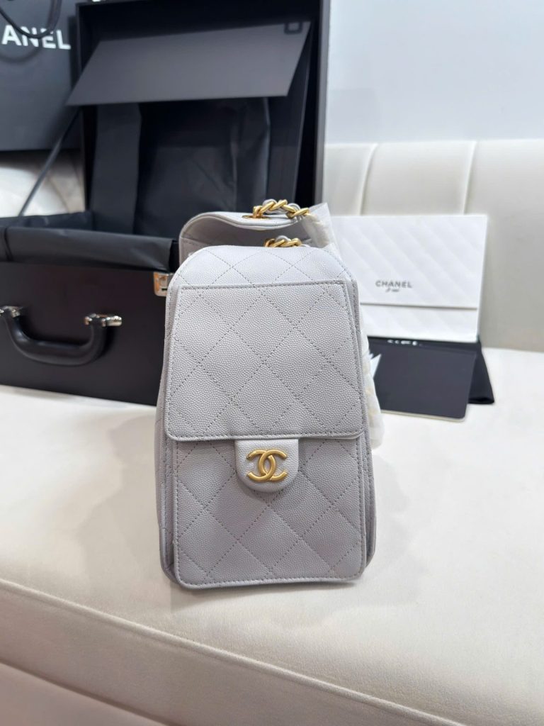 Túi Xách Nữ Like Auth Chanel Jennie Màu Xám Dáng Hobo 26cm (2)