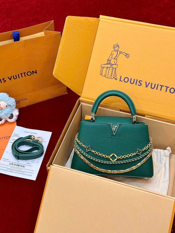 Túi Xách Nữ Siêu Cấp Louis Vuitton LV Capucines Màu Xanh Lá Cây 27cm (2)