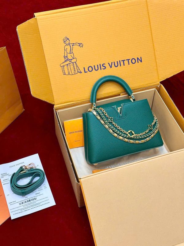 Túi Xách Nữ Siêu Cấp Louis Vuitton LV Capucines Màu Xanh Lá Cây 27cm (2)