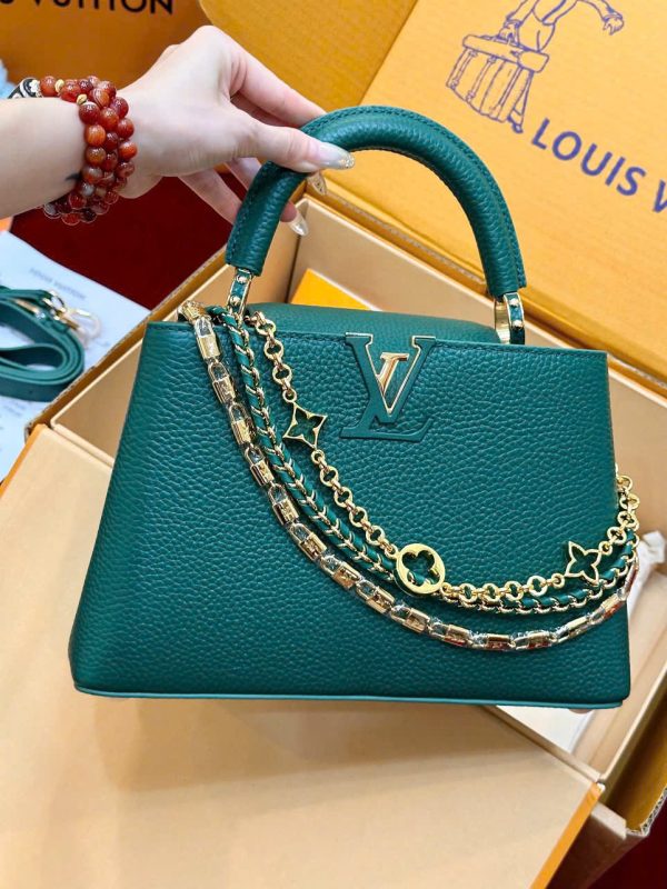 Túi Xách Nữ Siêu Cấp Louis Vuitton LV Capucines Màu Xanh Lá Cây 27cm (2)