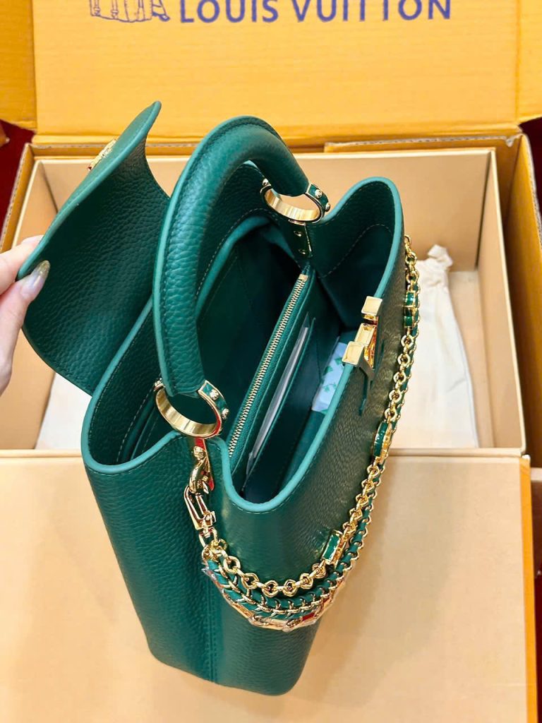 Túi Xách Nữ Siêu Cấp Louis Vuitton LV Capucines Màu Xanh Lá Cây 27cm (2)