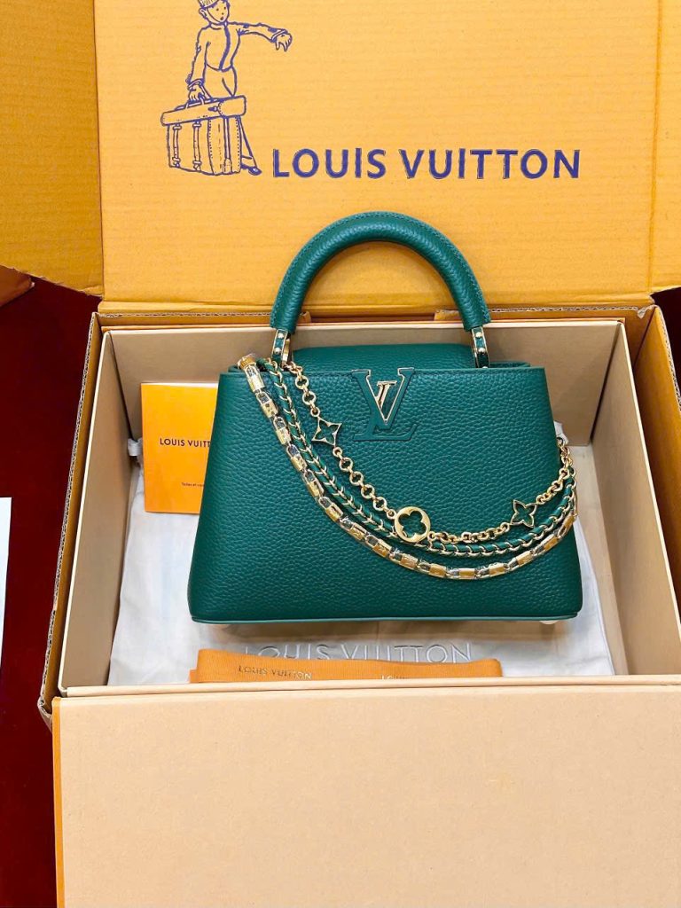 Túi Xách Nữ Siêu Cấp Louis Vuitton LV Capucines Màu Xanh Lá Cây 27cm (2)