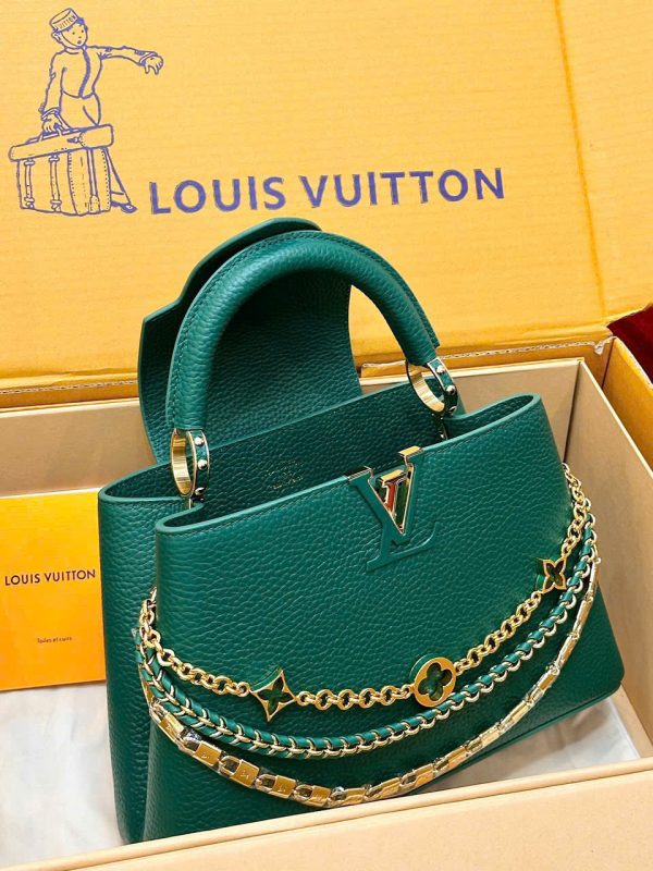 Túi Xách Nữ Siêu Cấp Louis Vuitton LV Capucines Màu Xanh Lá Cây 27cm (2)