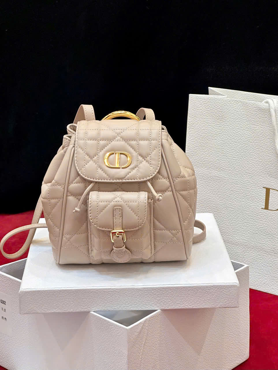 Ba Lô Dior Caro Mini Màu Hồng Nhạt Siêu Cấp 18cm (2)