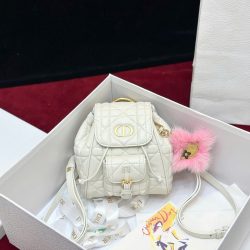 Ba Lô Nữ Dior Caro Mini Màu Trắng Siêu Cấp 18cm (2)