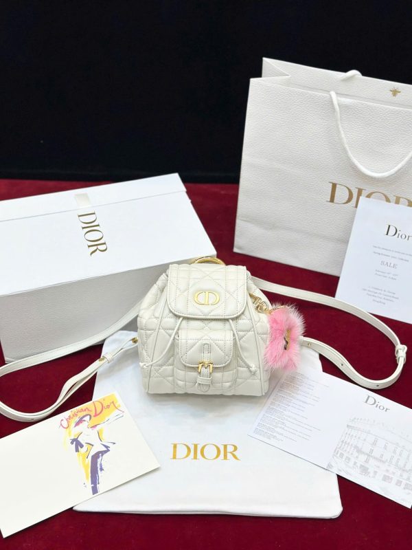 Ba Lô Nữ Dior Caro Mini Màu Trắng Siêu Cấp 18cm (2)
