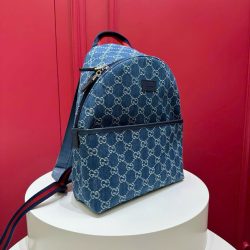 Balo Gucci Siêu Cấp Chất Liệu Vải Bạt Họa Tiết Monogram Màu Xanh Dương 25x32x11cm (2)
