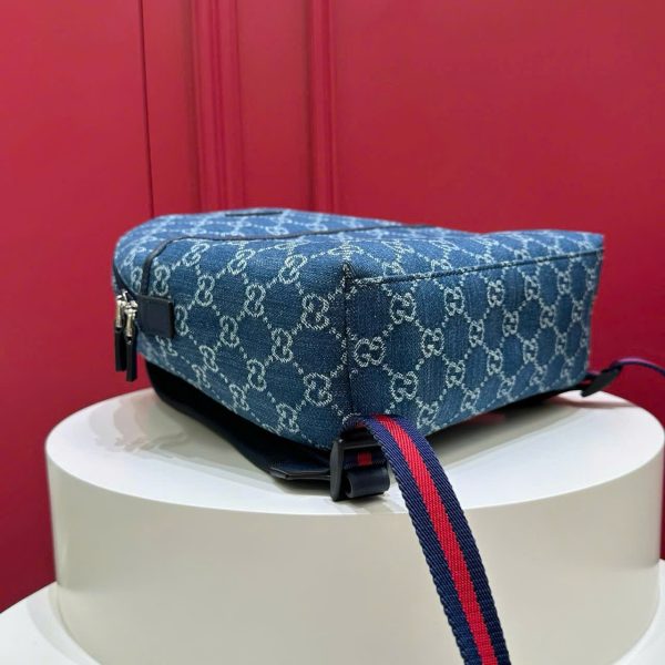 Balo Gucci Siêu Cấp Chất Liệu Vải Bạt Họa Tiết Monogram Màu Xanh Dương 25x32x11cm (2)