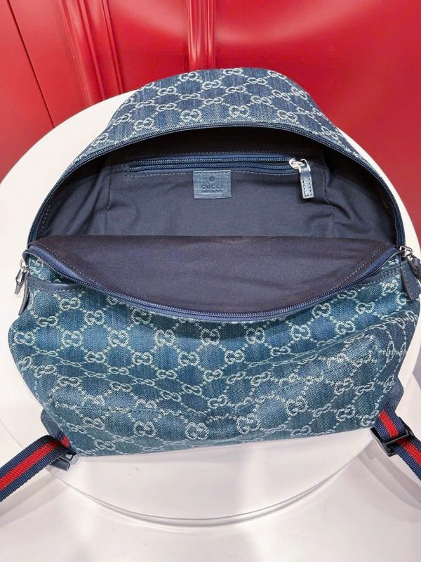 Balo Gucci Siêu Cấp Chất Liệu Vải Bạt Họa Tiết Monogram Màu Xanh Dương 25x32x11cm (2)