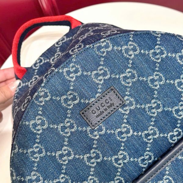 Balo Gucci Siêu Cấp Chất Liệu Vải Bạt Họa Tiết Monogram Màu Xanh Dương 25x32x11cm (2)