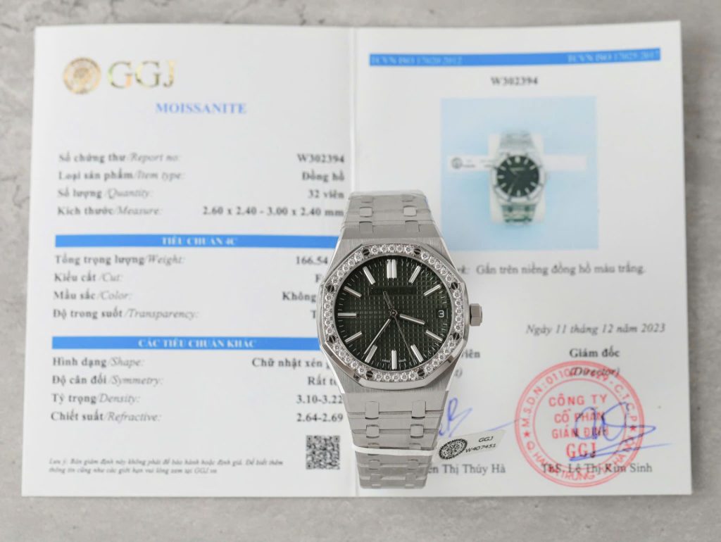 Đồng Hồ Audemars Piguet Royal Oak 15510ST Chế Tác Mặt Xanh Lá Cây Viền Đính Moissanite 41mm (2)