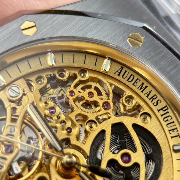 Đồng Hồ Audemars Piguet Royal Oak Openworked 15407 Replica 11 Mặt Lộ Cơ Màu Vàng Xưởng THB 41mm (2)