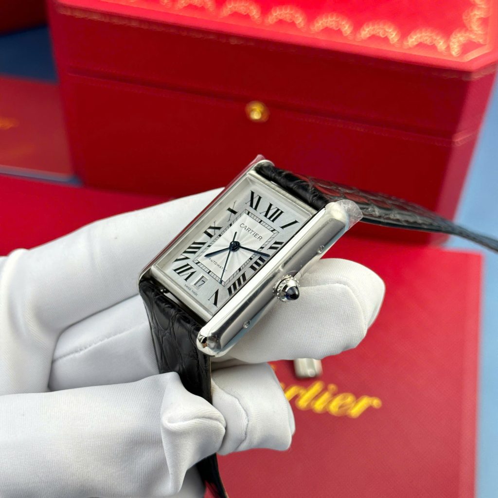 Đồng Hồ Cartier Tank Must Extra-Large Model Rep Cao Cấp Mặt Trắng Dây Da Xưởng AF 31x41mm (2)